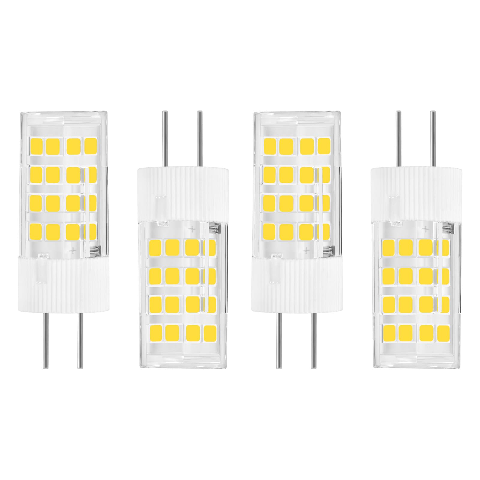 LuxiVerde G5.3 LED-Glühbirne 4 W, entspricht einer 40-W-Halogenlampe, 12 V AC/DC LED-Reflektor GY5.3-Strahler, 360° Abstrahlwinkel, 400 Lm, flimmerfrei, nicht dimmbar(Warm 3000k, 4er-Pack)