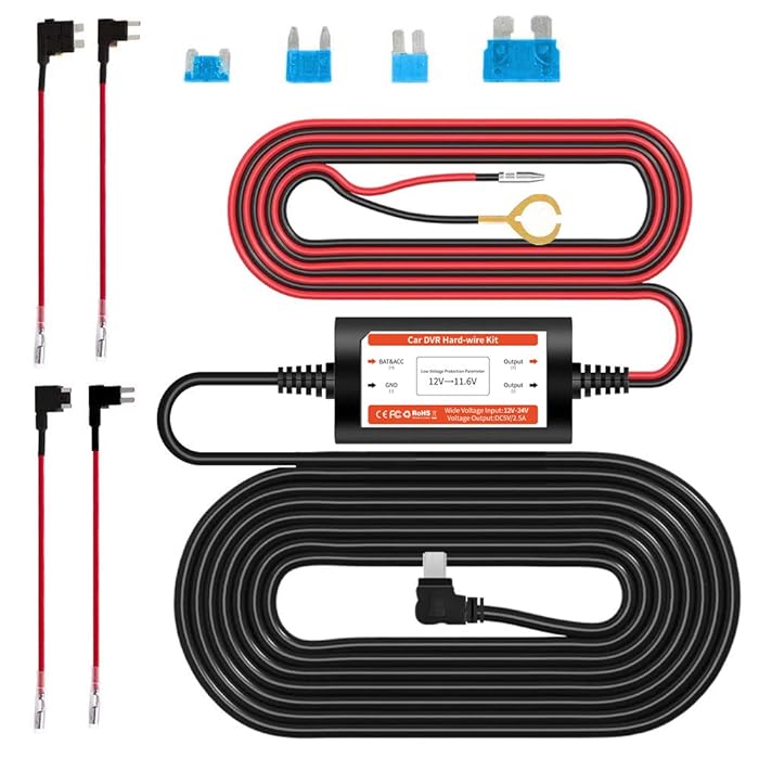 Buy AZDOME Dash Cam Hardwire Kit, 12ft Right Angled Mini USB 12V24V to