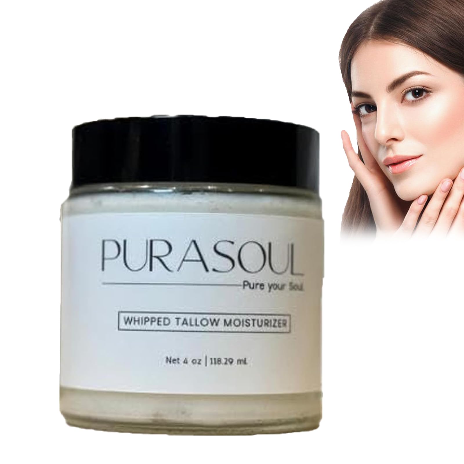 NbkzsixPurasoul Whipped Tallow Moisturizer, Natural Whipped Beef Tallow Moisturizer with Honey, Beef Tallow for Skin Purasoul, Purasoul Tallow Moisturizer, Deep Hydration (1pc)