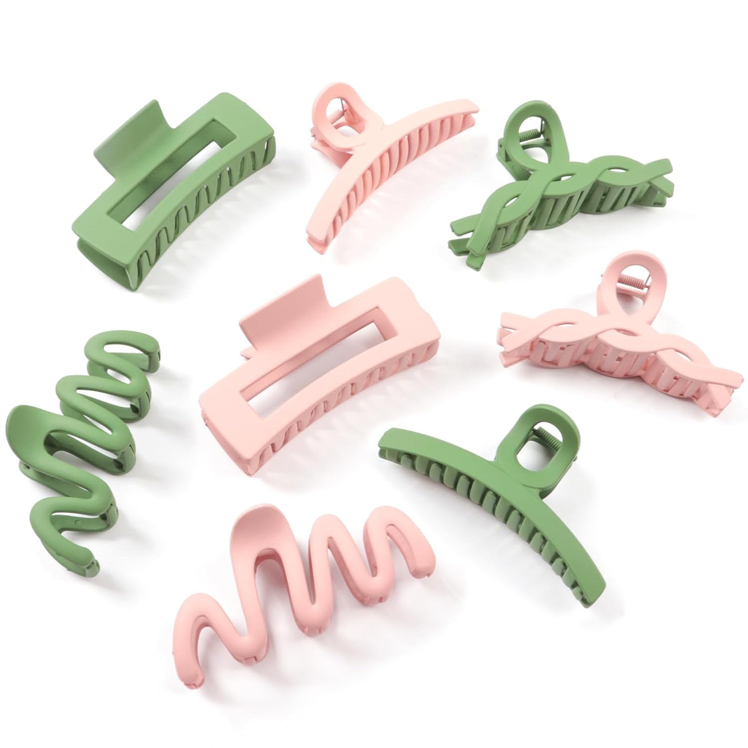 Matte Non-Slip Large Hair Clips for Women 8PCS (4 Pink+4 Green), Durable Claw Clips for Women/Girls | Gift-Ready Neutral Hair Accessories for Daily & Special Occasions Matte Non-Slip Large Hair Clips for Women 8PCS (4 Pink+4 Green), Durable Claw Clips for Women/Girls | Gift-Ready Neutral Hair Accessories for Daily & Special Occasions