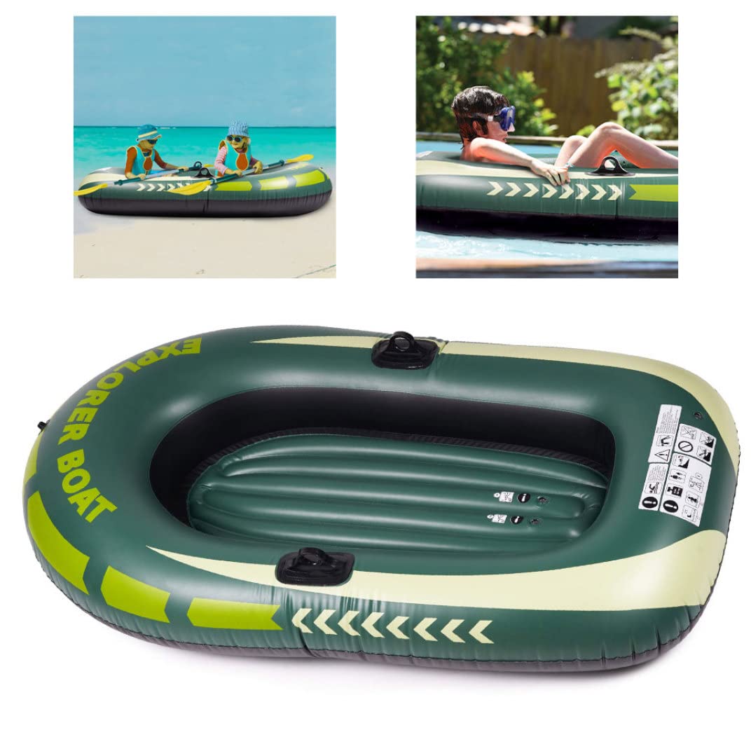 Bateau Gonflable Ensemble De Bateaux Gonflables Épaissis Bateaux À Rames pour Enfants Une Personne PVC Gonflable Dingy Bateau pour La Pêche en Bateau Ou Jouer sur Les Lac, Vert