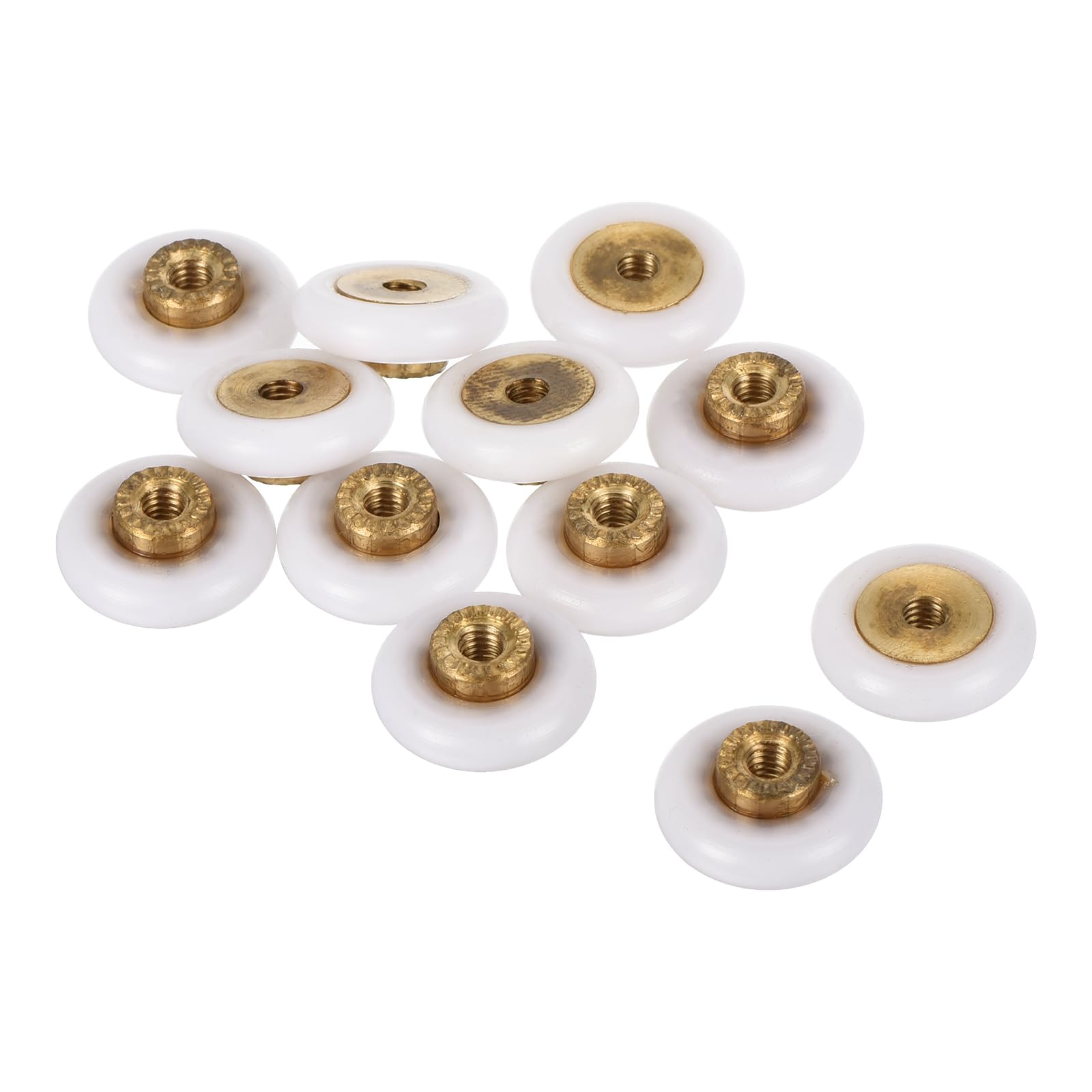 QUARKZMAN 18mm Dia. Corrediza Puerta Polea Ruedas x 12uds Rodillo Ensamblaje para Cocina Ventana Gabinete Mampara Puerta Portón [Plata]