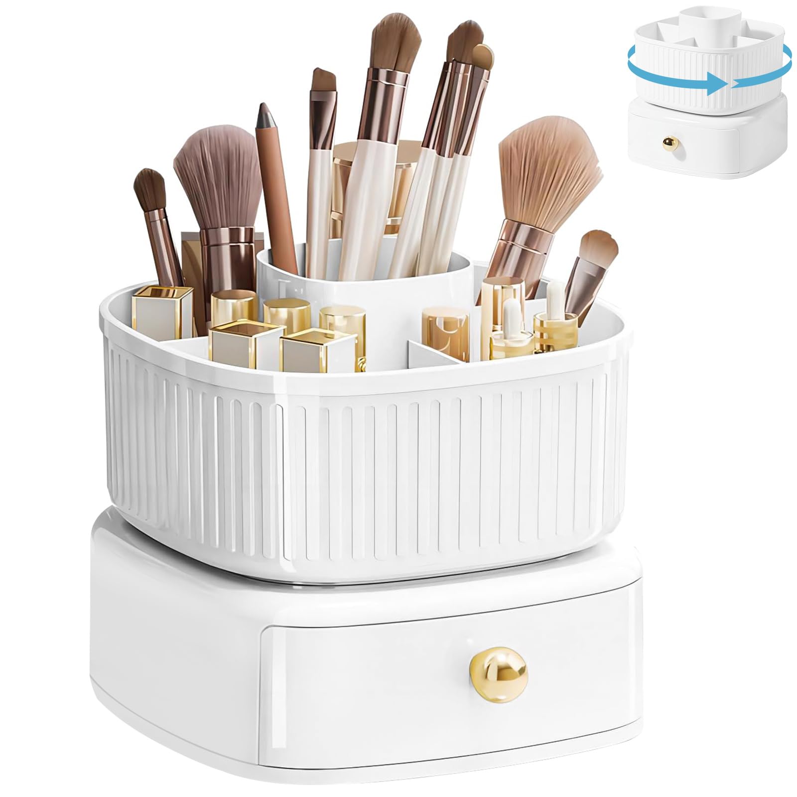 Organizador de Maquillaje, Organizador Brochas Maquillaje, Organizador de Pinceles Giratorio 360°, Caja Maquillaje Organizador, Organizador Maquillaje Giratorio
