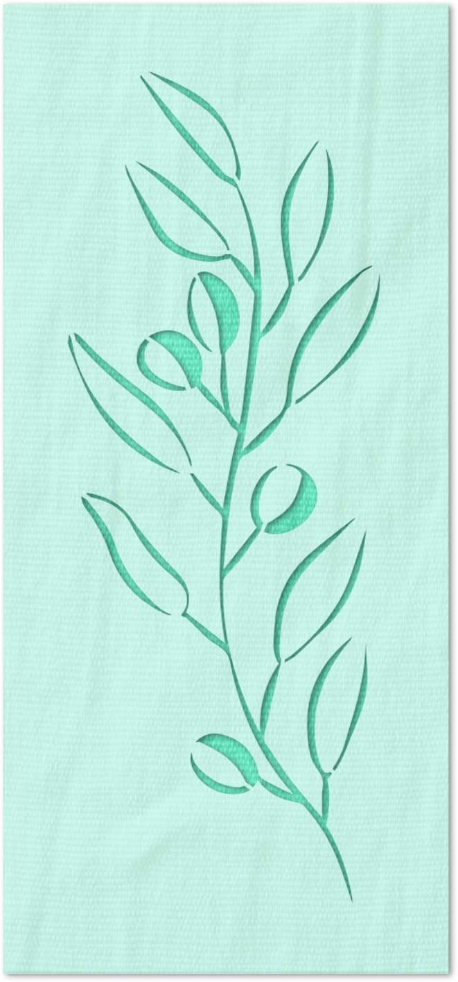 Stencil Stop Olive Branch Stencil - Reusable for DIY Projects, Painting, Drawing, Crafts - 14 Mil Mylar Plastic (6.75 x 18 inches)