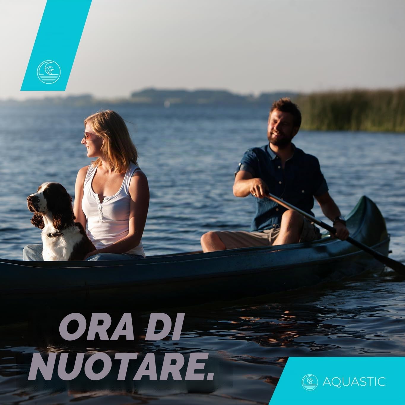 AQUASTIC, SUP Paddle AQS-SPD - Asta in alluminio regolabile in 3 pezzi, con lama rinforzata in fibra di vetro, resistente, nero