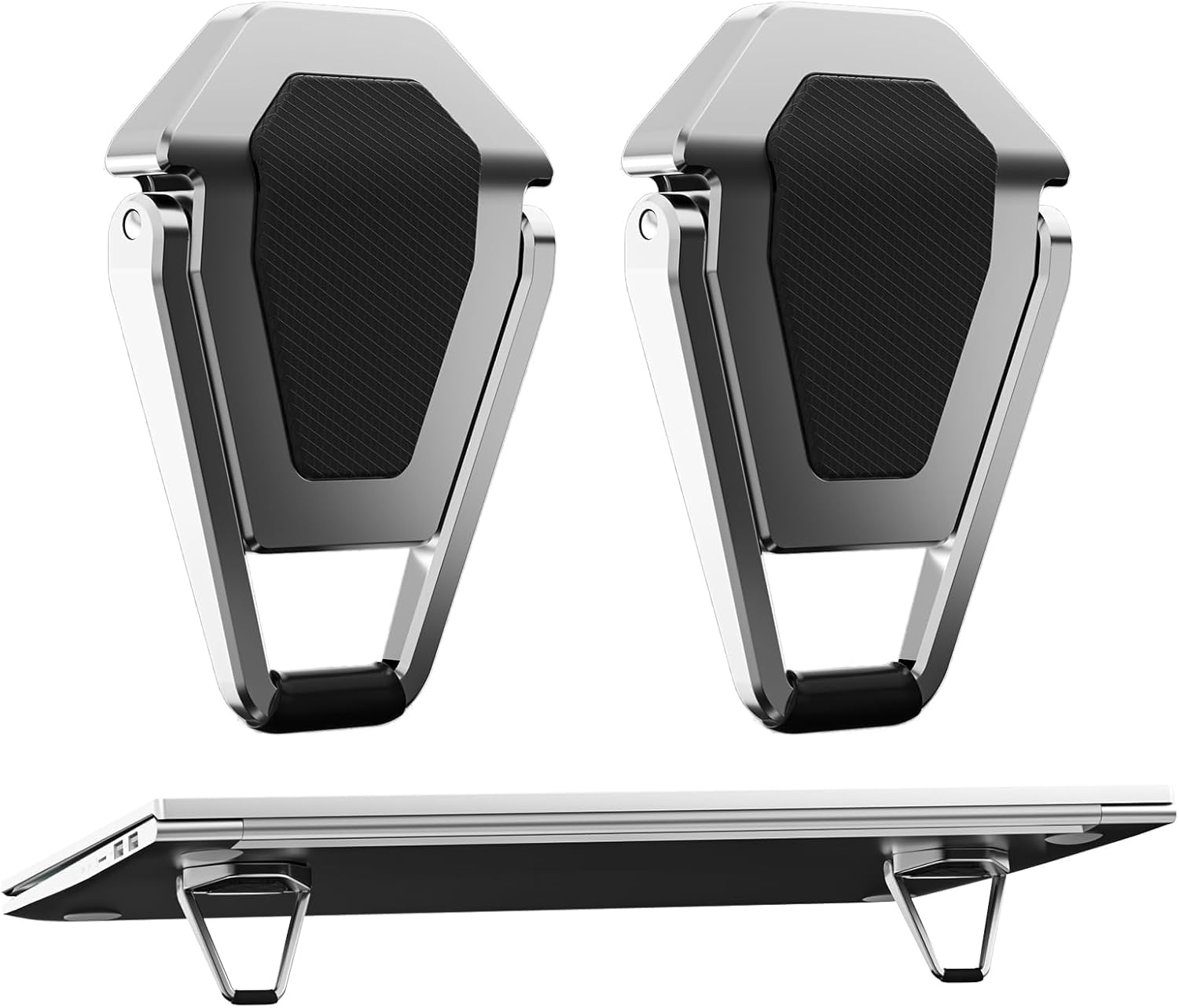 GadgetBite Laptop Mini Stand Premium Metal | Portable Invisible Laptop Riser for Desk, Bed & Table | Ergonomic Cooling Support for 12–20 Inch Laptops Silver (1 Pair)