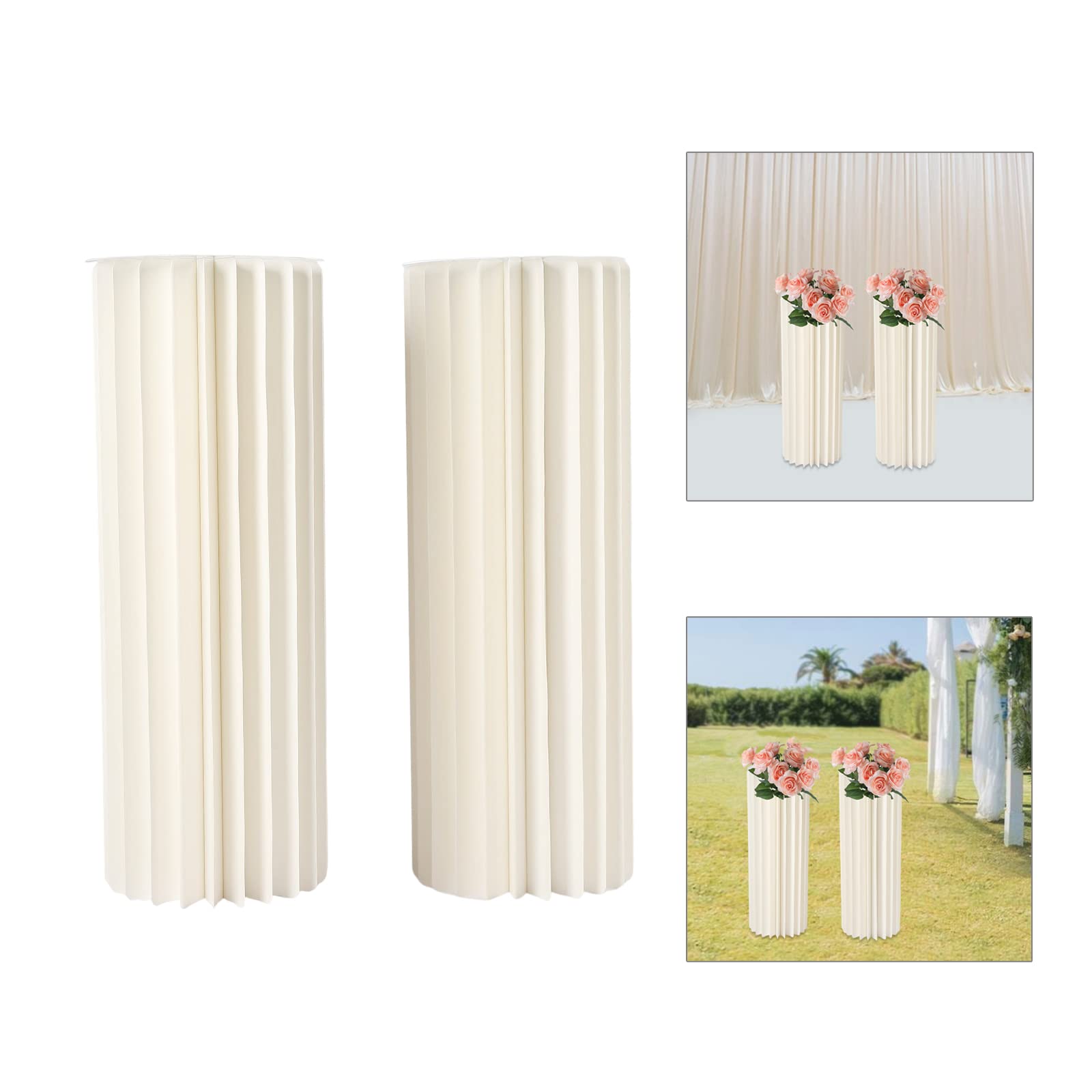 DSYOGX Jarrones de cartón para bodas, 2 unidades, decoración de boda, cilindro, pieza central, soporte de cartón para pasillos de boda, recepciones de boda, centros de mesa