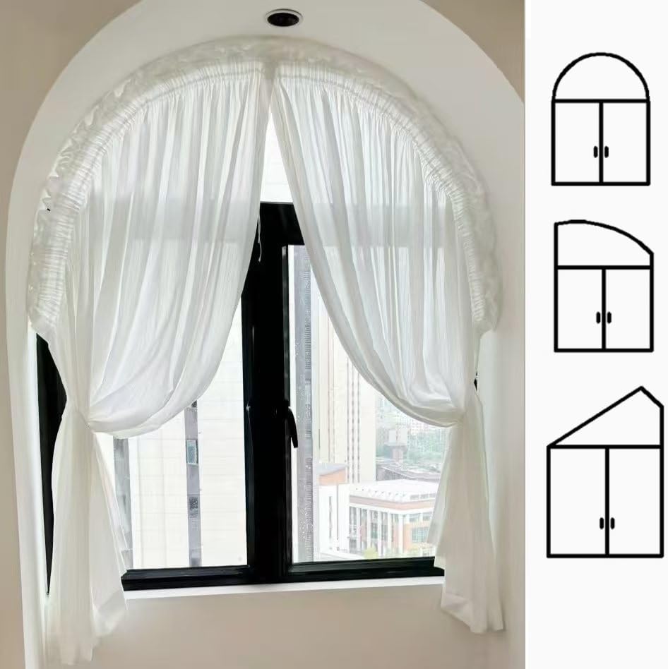 KARLLEO Irregular Curtain,Trapezoid Triangle Window Curtain or Tulle Arched Curtains,Arch Sheer,Customized Motorized KSG-E/M-250501