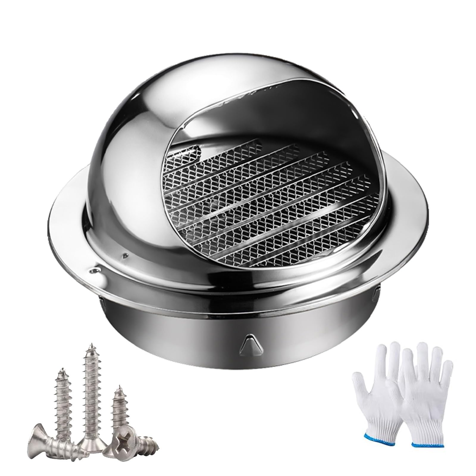 YFBCMXSKG 304 Stainless Steel Chimney Cap with Screen, Weatherproof Round Roof Vent Cover, Chimney Spinner Cowl Rotating Cap for Wood Stove Pipe Outdoor Furnace Vent(5.12in/130mm)