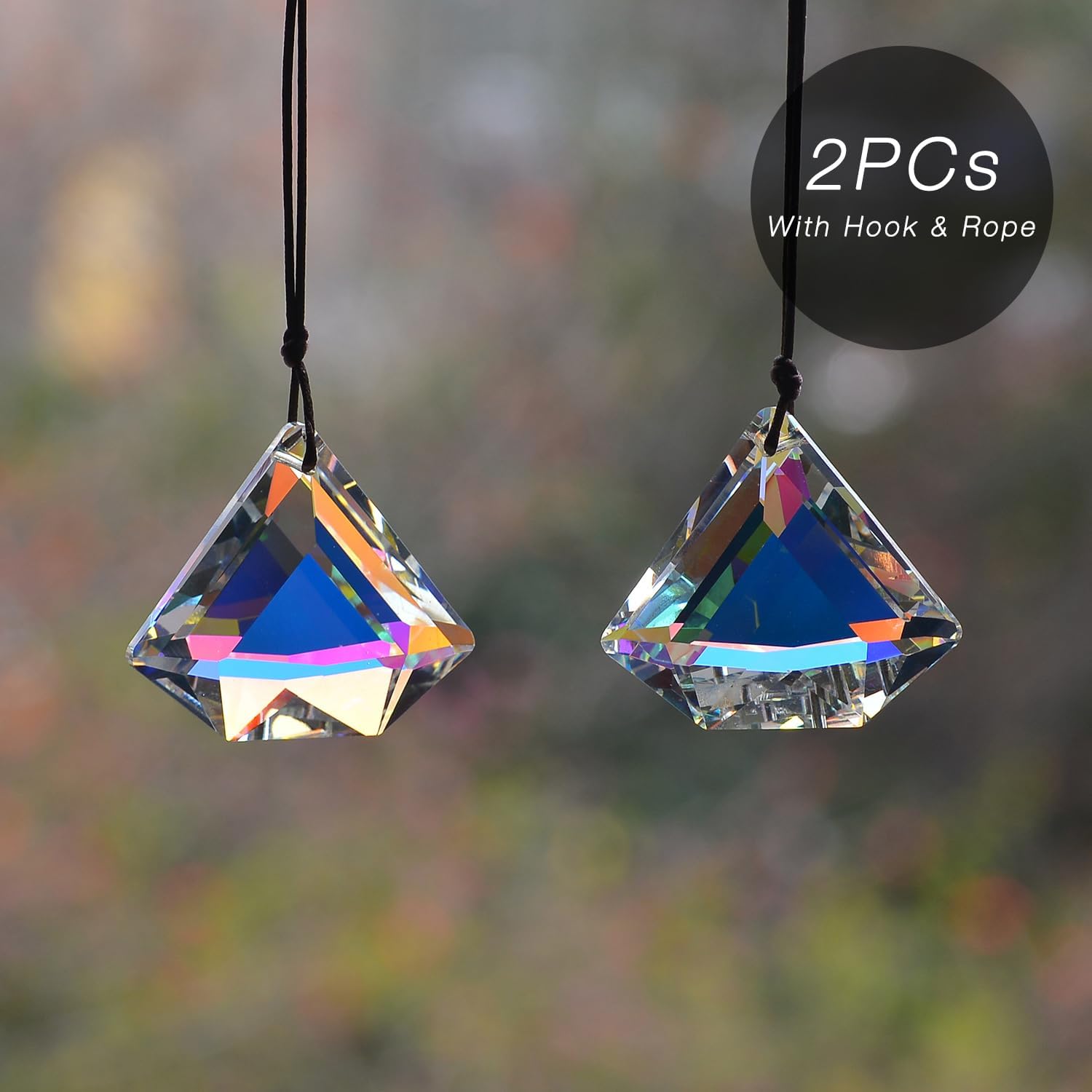 2PCS 4cm Ball Crystal Sun Catcher Prisms, STINO Hanging Suncatchers with Glass Prism, Rainbow Maker for Windows, Home, Room, Garden Decor (1, Ball ABColor 2Pcs)
