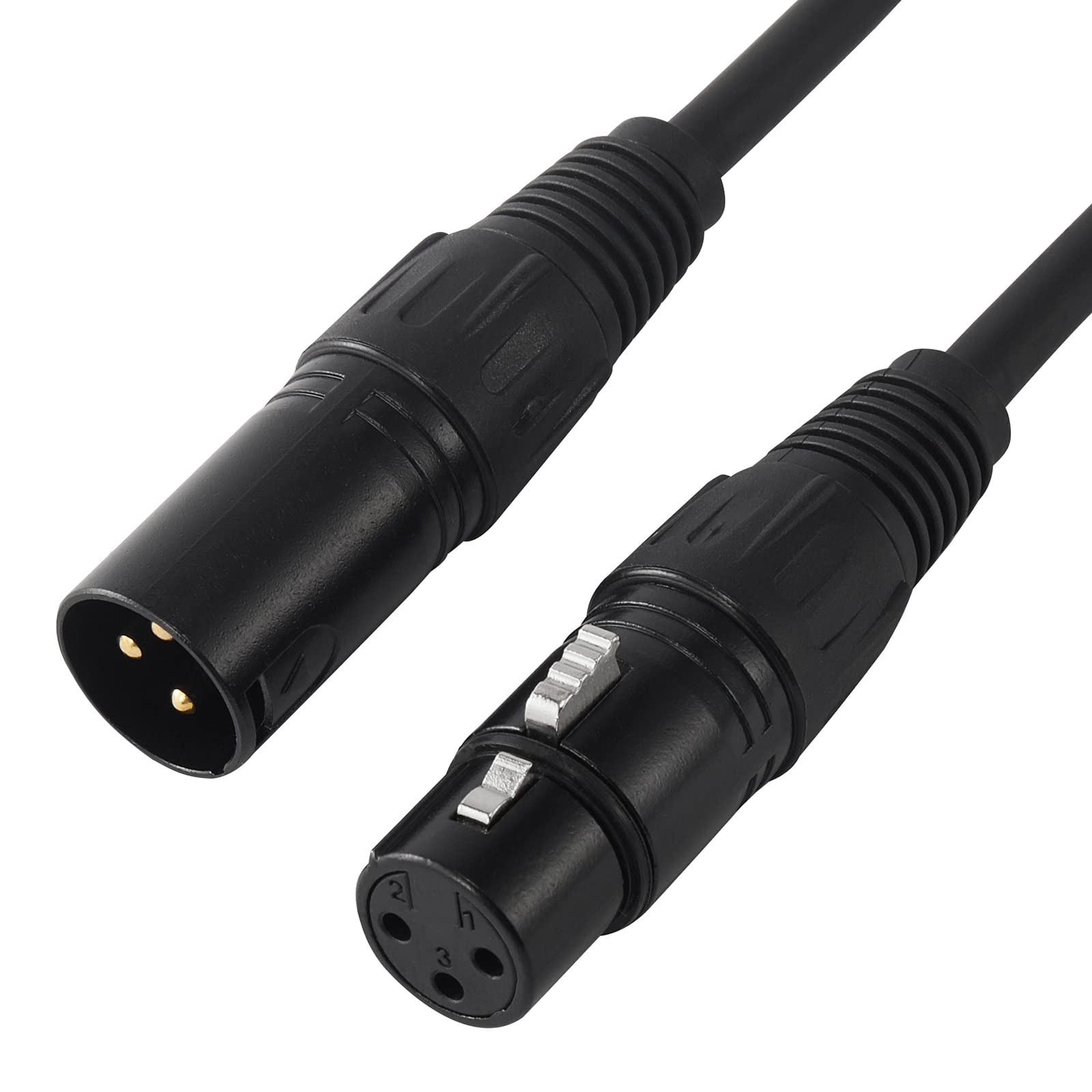 MFL. 50 ft Flexible DMX Cable 22AWG 3 Pin Signal XLR Male to Female Cable Wire for Stage Lighting DJ Lights, 110 Ohms Impedance, Black, 2 Pack
