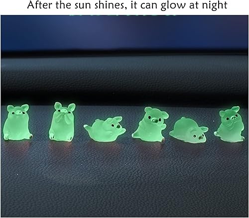 Miniatura 7 de Paquete de 6 adornos para tablero de automóvil, lindo cerdito de la suerte, decoración interior de cabina de oficina, espejo retrovisor, decoración