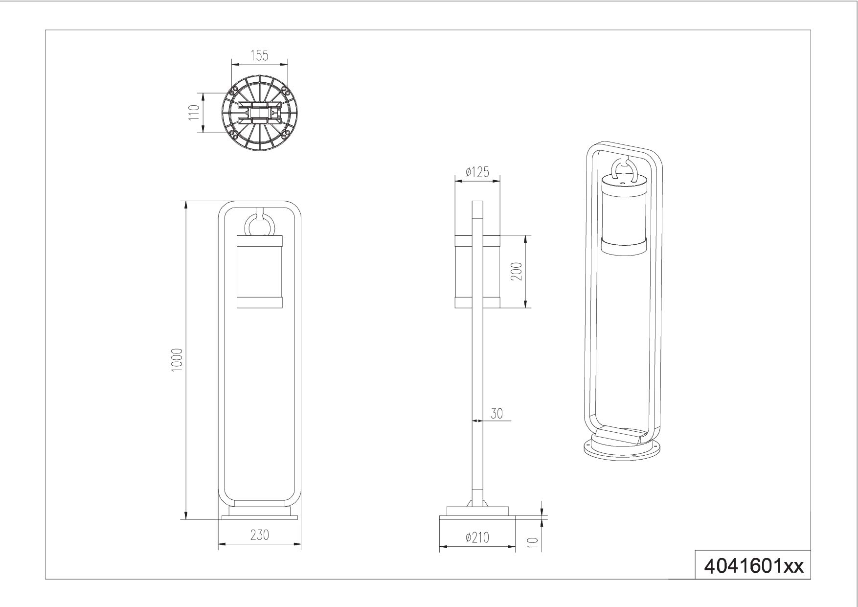 Trio Leuchten 404160142 - Lampada da esterni per vialetti Sambesi, in alluminio pressofuso nero opaco, acrilico trasparente, non inclusa 1 x E27.