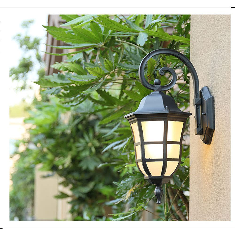 ICEMOB Europäische Retro-Solar-Außenwandlaterne IP65 wasserdichte und regensichere Wandhalterungsleuchte Milchweißer Glaslampenschirm Wandleuchte Wandmontierte Außenwanddekoration