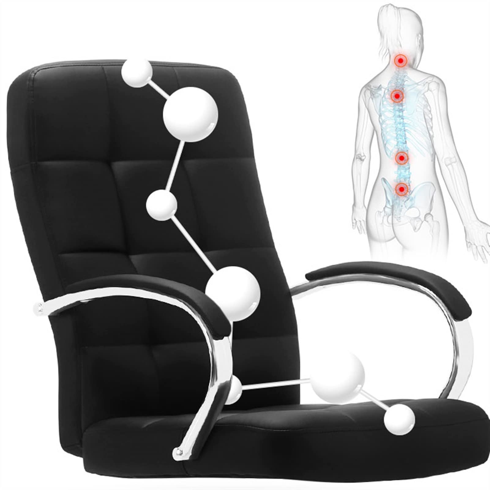 Chaises de bureau Chaise latérale exécutive PROFESSIONNEL HAUT DOS HAUT ET RADÉ ECO SIEM EN CUIR, ARMES FORMES ET SUPPORT LUBRAIN TRANSFORME VISITEUR Visiteurs Fauteuil de Bureau ( Color : Noir )