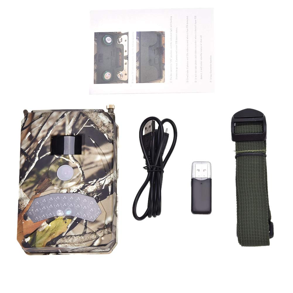 Qii lu Hunting Trail Camera, 120 Degree Wide Angle 1080P HD Waterproof Outdoor Wildlife Infrared Night Vision Hunting Video Camera