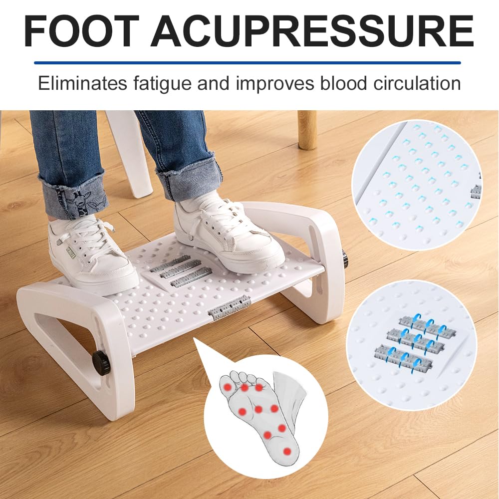Fußstütze für unter dem Schreibtisch bei der Arbeit – Sechs höhenverstellbare Fußstütze unter dem Schreibtisch – Ergonomische Fußhocker für den Schreibtisch – Schreibtisch-Fußstütze mit