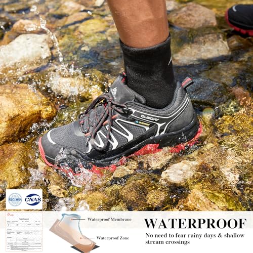 Queday Mens Waterproof Hiking Shoes Lightweight Outdoor Walking Shoes Breathable Hike Trekking Trails Camping Climbing3