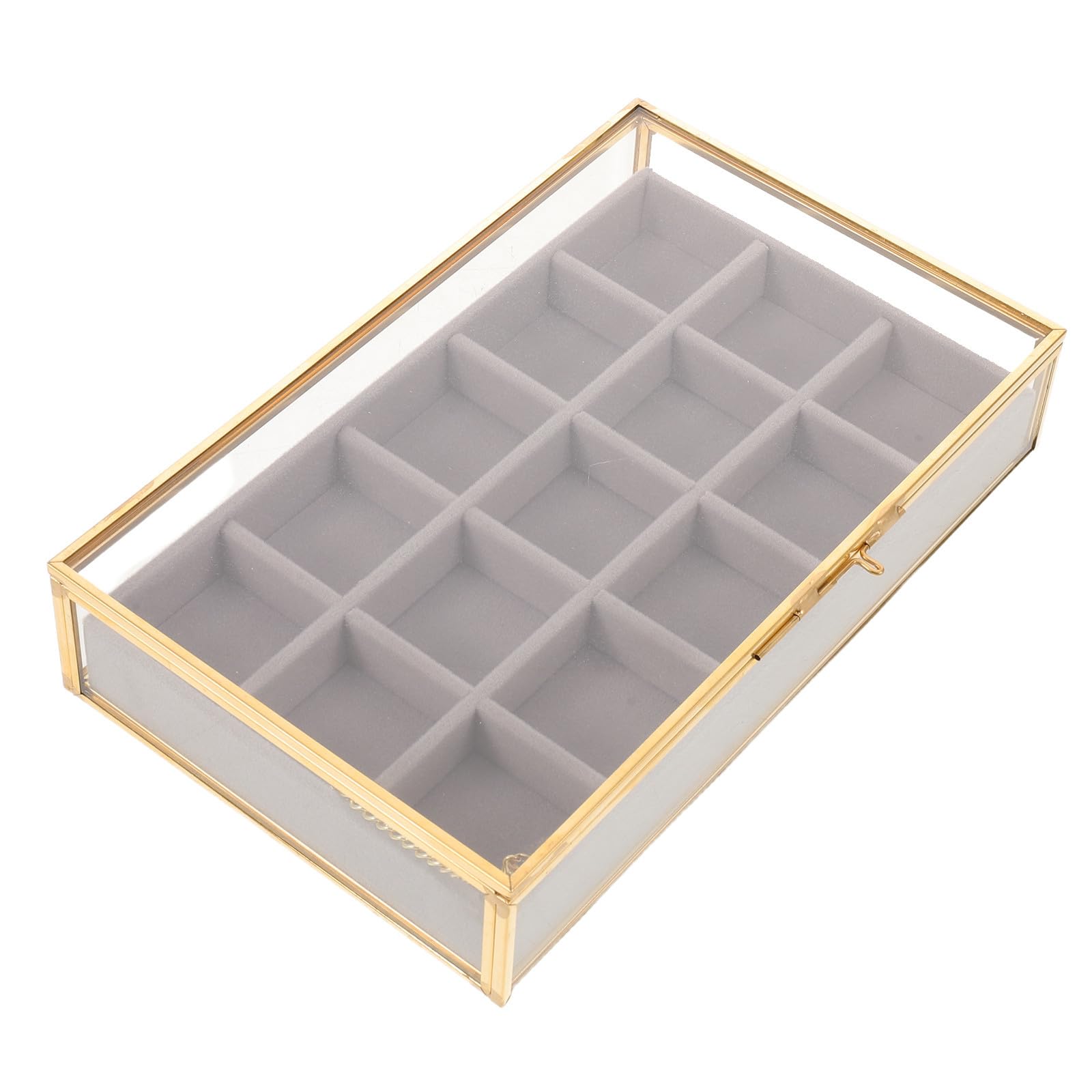 Boîte à bijoux en verre anti-enchevêtrement avec 15 compartiments