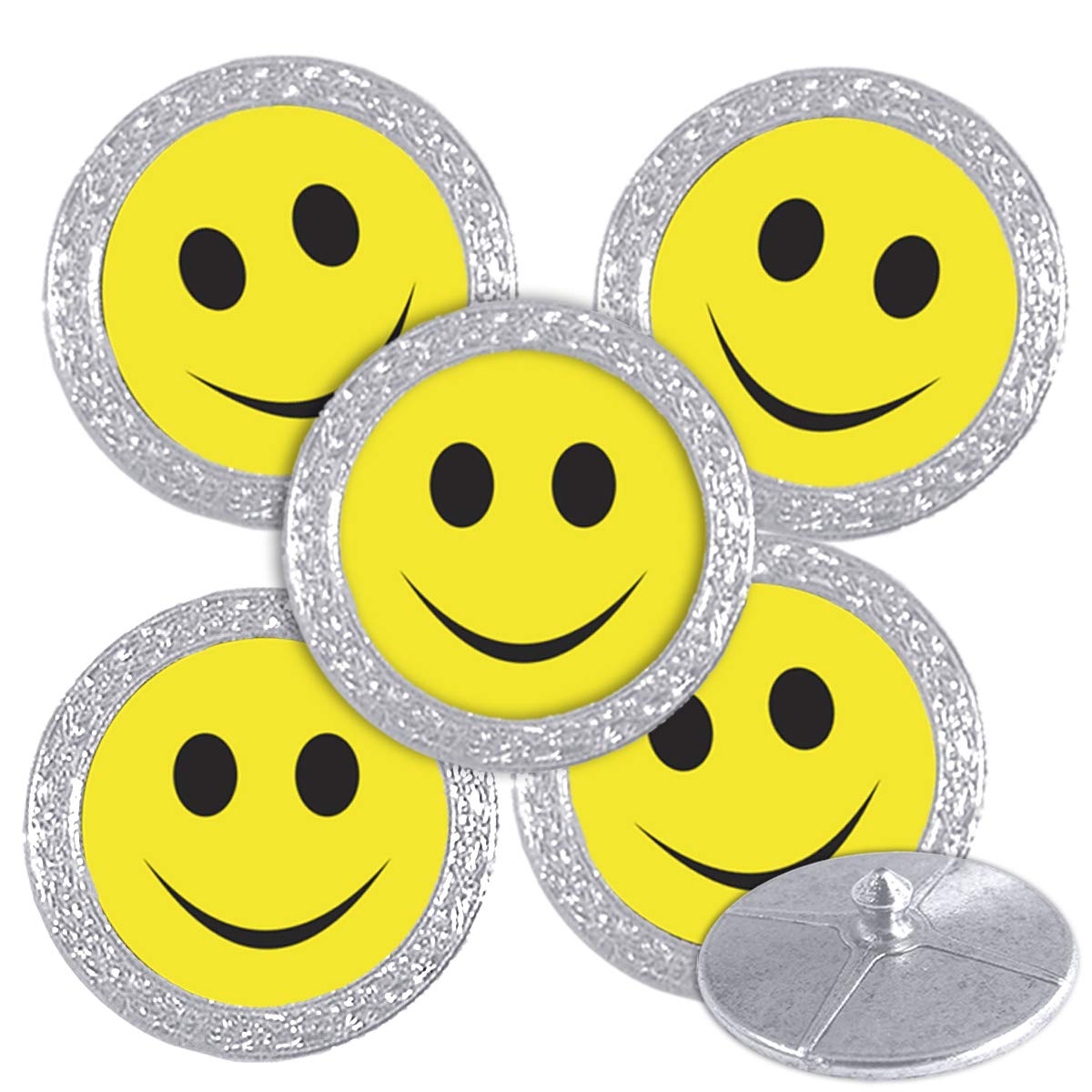 Best Impressions Silver Coloured Golf Ball Markers with Names (Smiley Face)