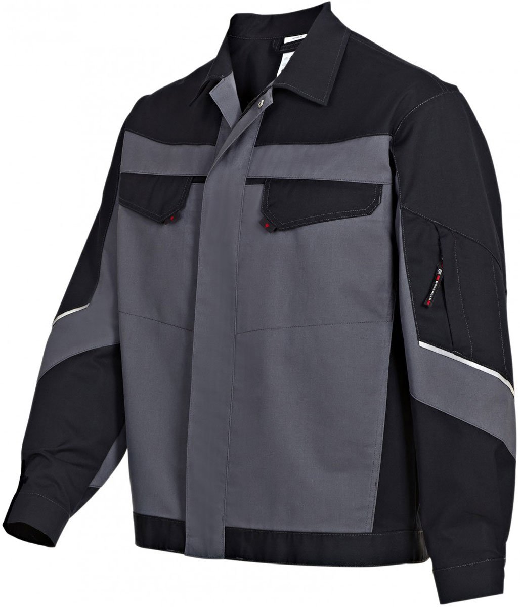 BP 1607-559-53-52/54l, Work jacket, Concealed zip and pockets 245,00 g/m², fabric blend dark grey/black, 41/43l