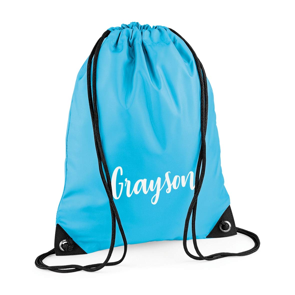 Nametape Express Pump/Swim bag drawstring backpack personalised with name, great choice of colous (Ocean Blue)