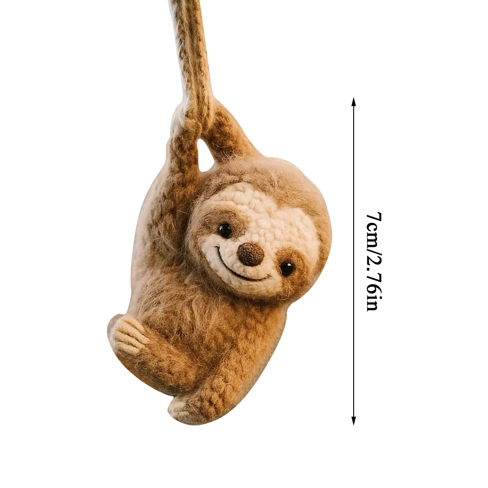 Faultier-Rückspiegel-Zubehör, gehäkelter Auto-Charm, handgefertigtes gestricktes Faultier-Auto-Ornament, niedliches Häkeltier-Auto-Dekor-Zubehör, Dekor-Geschenk für Liebhaber (1 Stück)