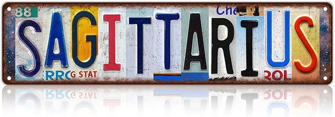 Vintage Sagittarius Street Sign Zodiac Wall Decor Metal Tin Signs for Bar Home Bedroom Garage