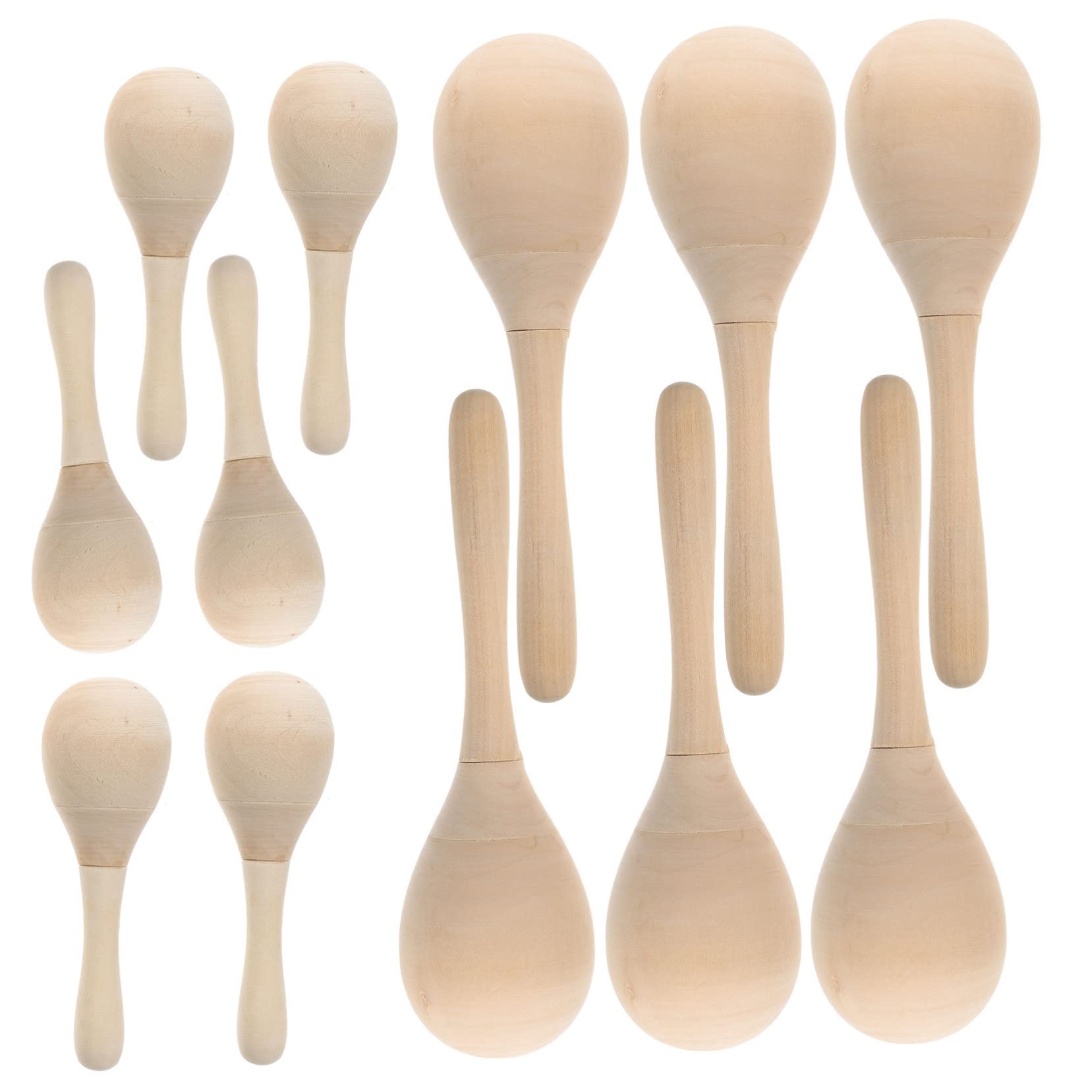 12 Pezzi Maracas in Legno per Ragazzo Ragazza, Giocattoli Musicali Educativi per Feste e Casa, Strumenti Percussivi Fai da Te per Sviluppo Coordinazione Manuale e Artistica