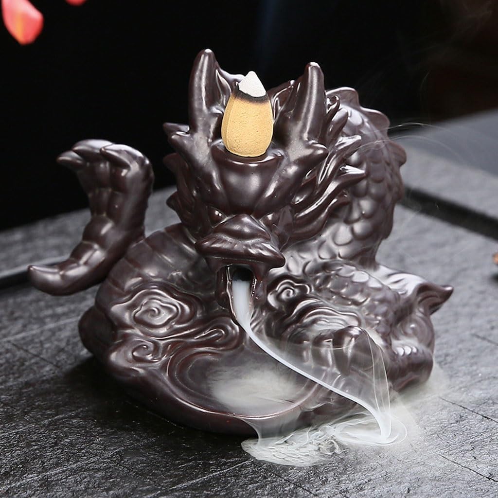 Bruciatore Di Incenso Drago Artigianato creativo Argilla Viola Ceramica Riflusso bruciatore di incenso Casa decorazione interna aromaterapia Legno di sandalo Incensore