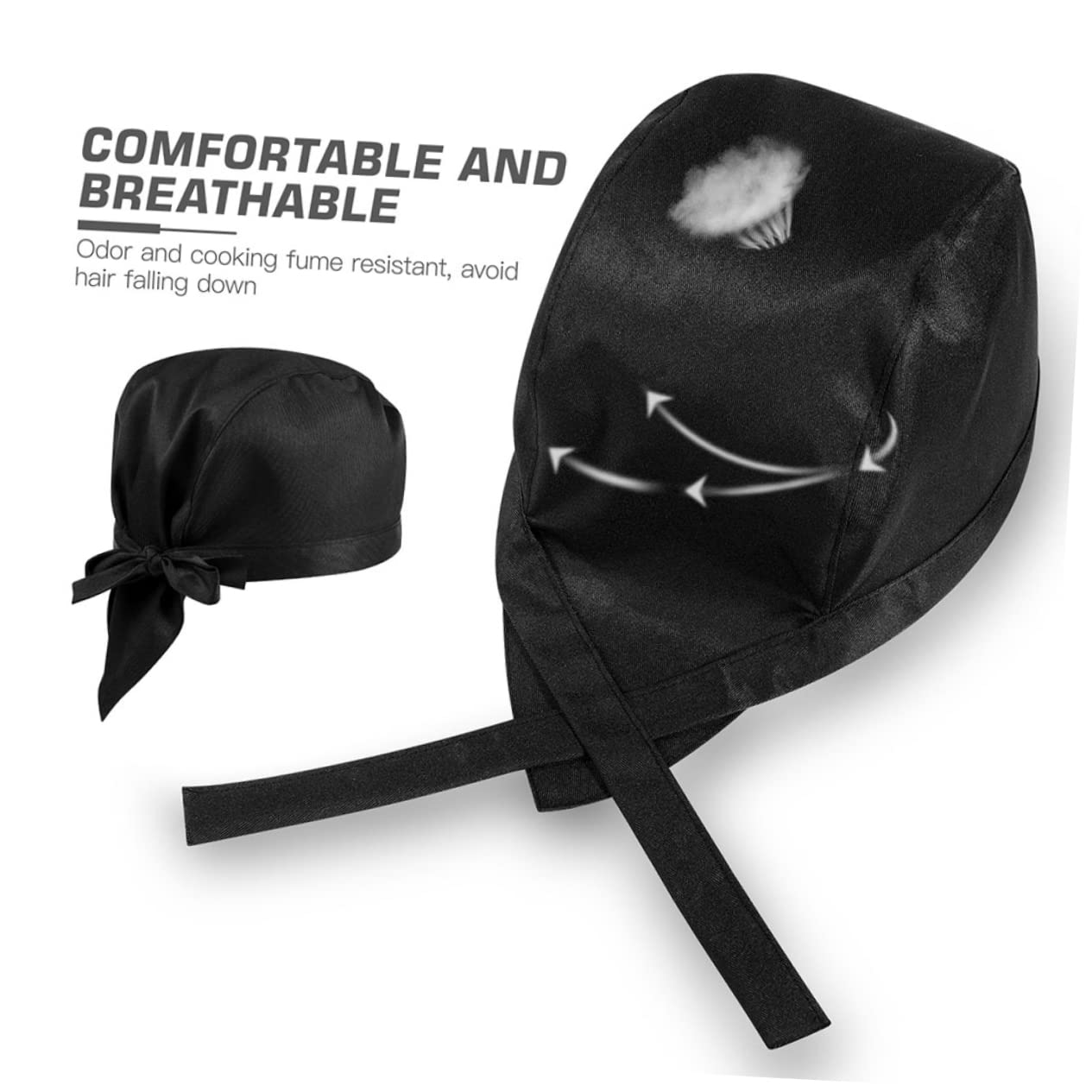 Gorros de Chef Unisex Ajustables Tiras Estilo Japonés Algodón Cómodo Cocineros Profesionales Restaurante 8 Piezas Negro para Cocina Laboral