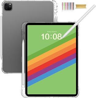 Clear Case for iPad Air 11 Inch 2025/2024/ Air 5th 4th Gen Cover, with Pencil Holder Anti-Yellow Shockproof Slim Soft Silicone Case for Apple iPad Air 11" M3 M2 /Air 4 5 10.9", Clear