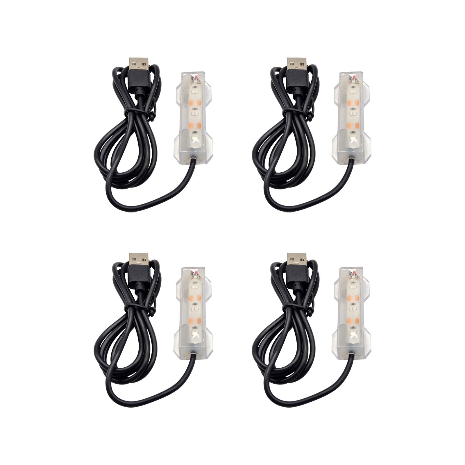 Flylin Lampa do akwarium, 4 szt., 5 V, USB, dekoracyjna lampa oświetleniowa LED, do akwarium, na biurko, akwarium do wewnątrz, do ogrodu wodnego (kolorowa)