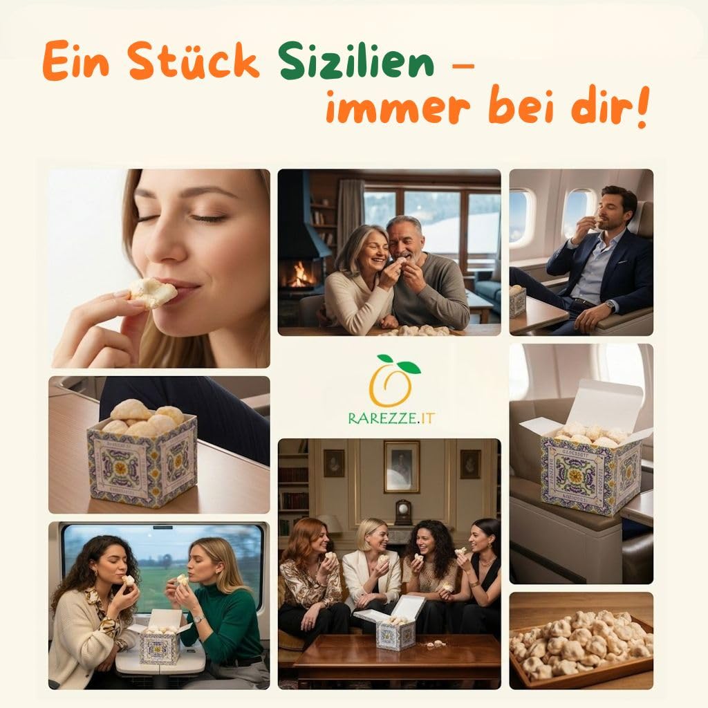 RAREZZE - Sizilianische Mandelgebäck handgefertigt in Sizilien von einer alten handwerkskonditorei, Schönen Geschenkbox (kg.1). RAREZZE: direkt aus Sizilien, Feingebäck, Keksen, cannoli, cassata