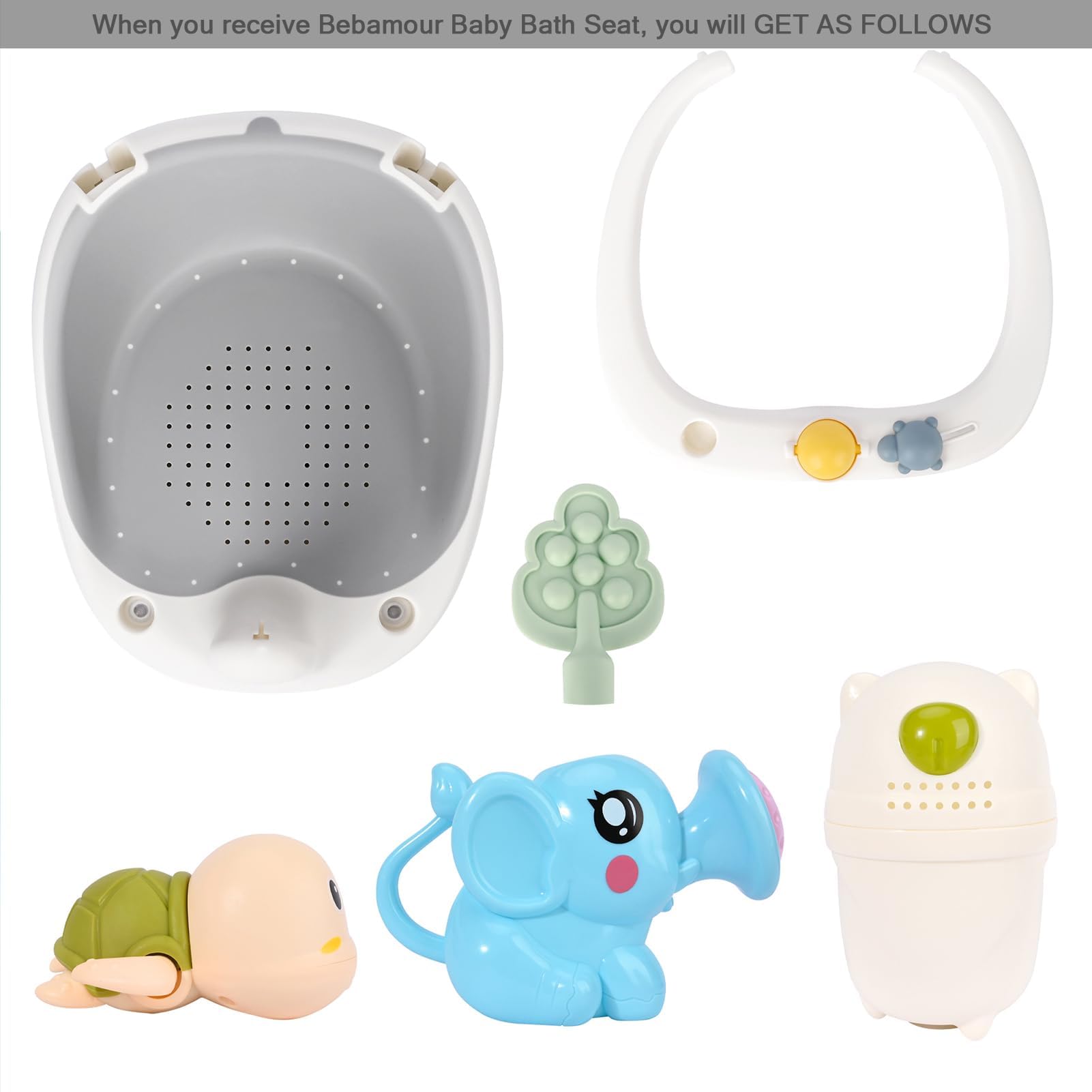 Bebamour Asiento de Baño para Bebé 6 Meses+ Niño Bañera Antideslizante,Green
