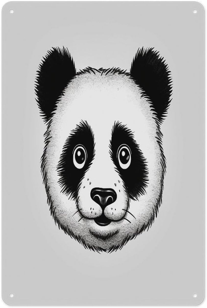 Anime Panda Face Tin Sign Wall Art Aluminum Sign