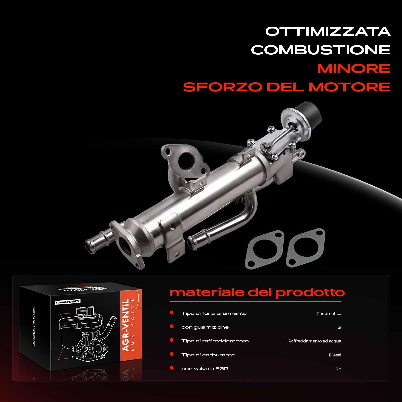 Frankberg Ricircolo dei gas di scarico del radiatore della valvola EGR | 03G131512AL; Compatibile con: A4 8EC, A6 4F2, A6 Avant 4F5, A4 Avant 8ED