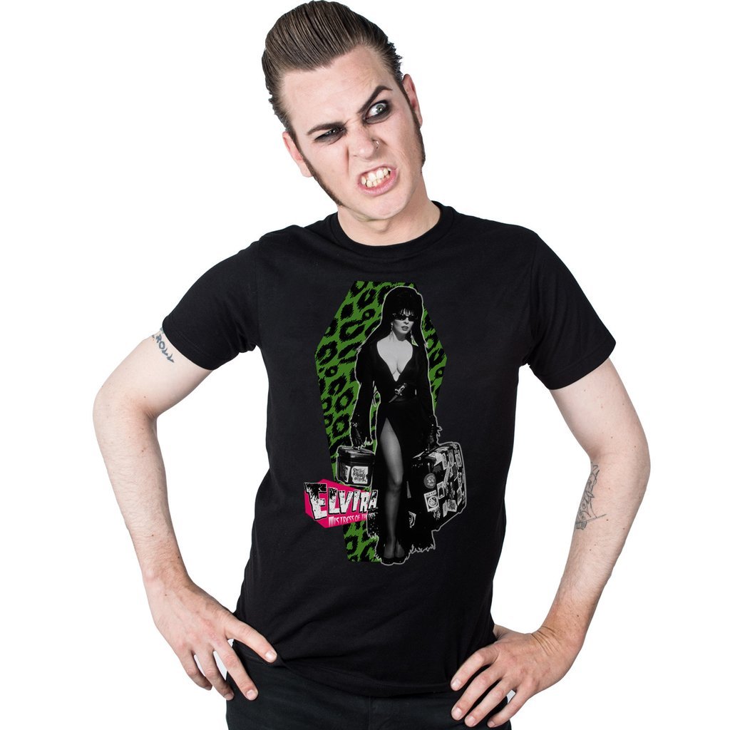 Kreepsville 666 Men's Black Elvira Leo Luggage T-Shirt By Kreepsville, Xxl