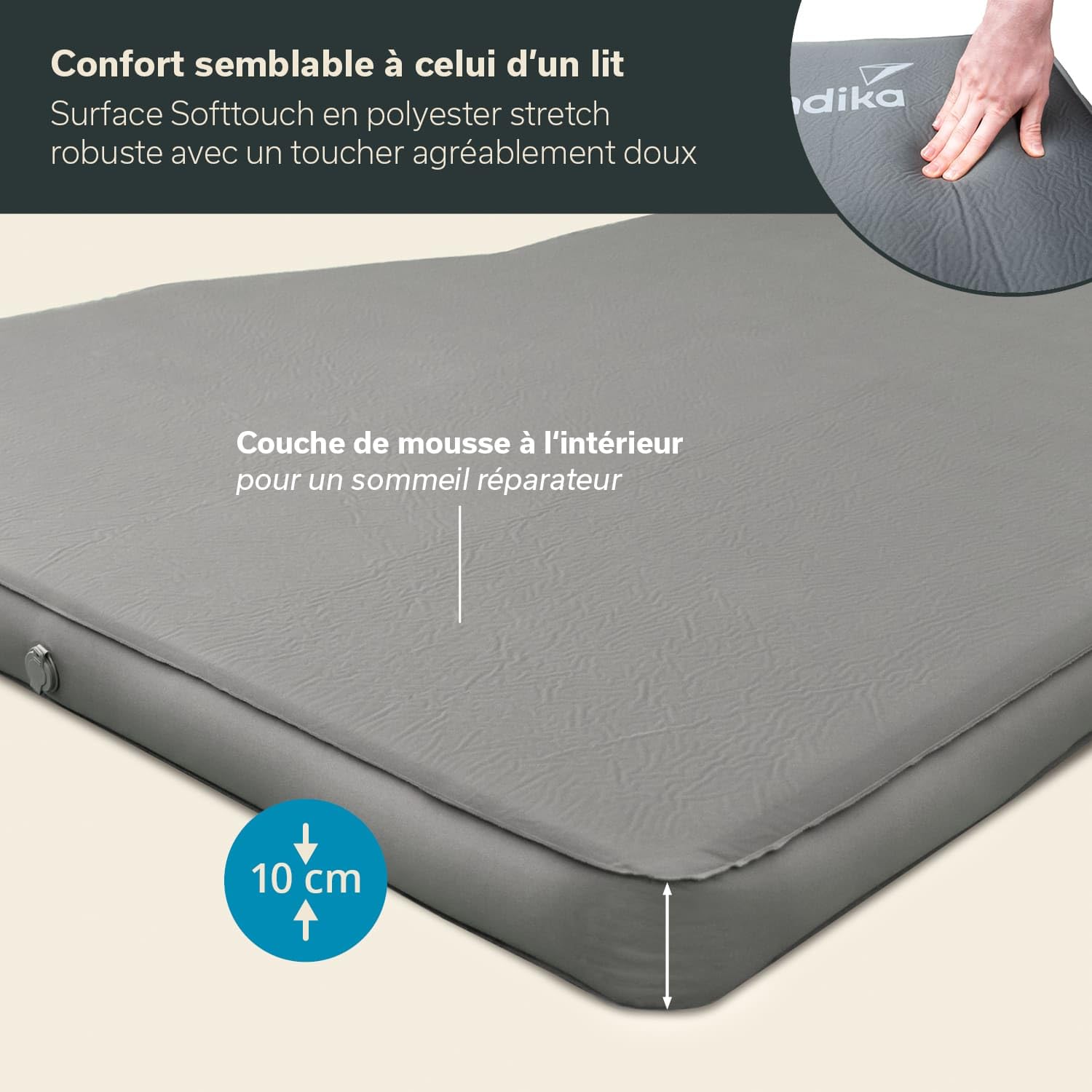Skandika Premium Easy Isomatte Car 3D | Matelas Voiture 10 cm d'épaisseur, autogonflant, léger, Pliable, Mousse, Coffre de Voiture, Matelas pour invités Gonflable | Camping, Plein air, Voyages