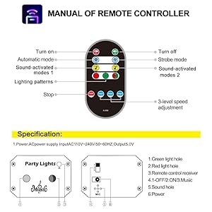 Disco Lights, Party Decorations Lights, USB Mini Sound Activated DJ Light with Remote Control, Projector Strobe Lamp Stage Light for Home Dance Karaoke Christmas Halloween Birthday Wedding Club Show