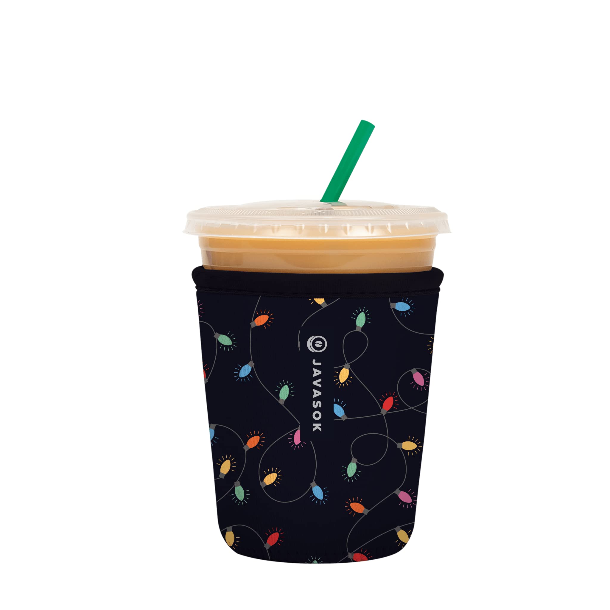 Sok It JavaSok Iced Coffee &amp; Cold Soda Insulated Neoprene Cup Sleeve (Rainbow Lights, Small: 16-20oz)