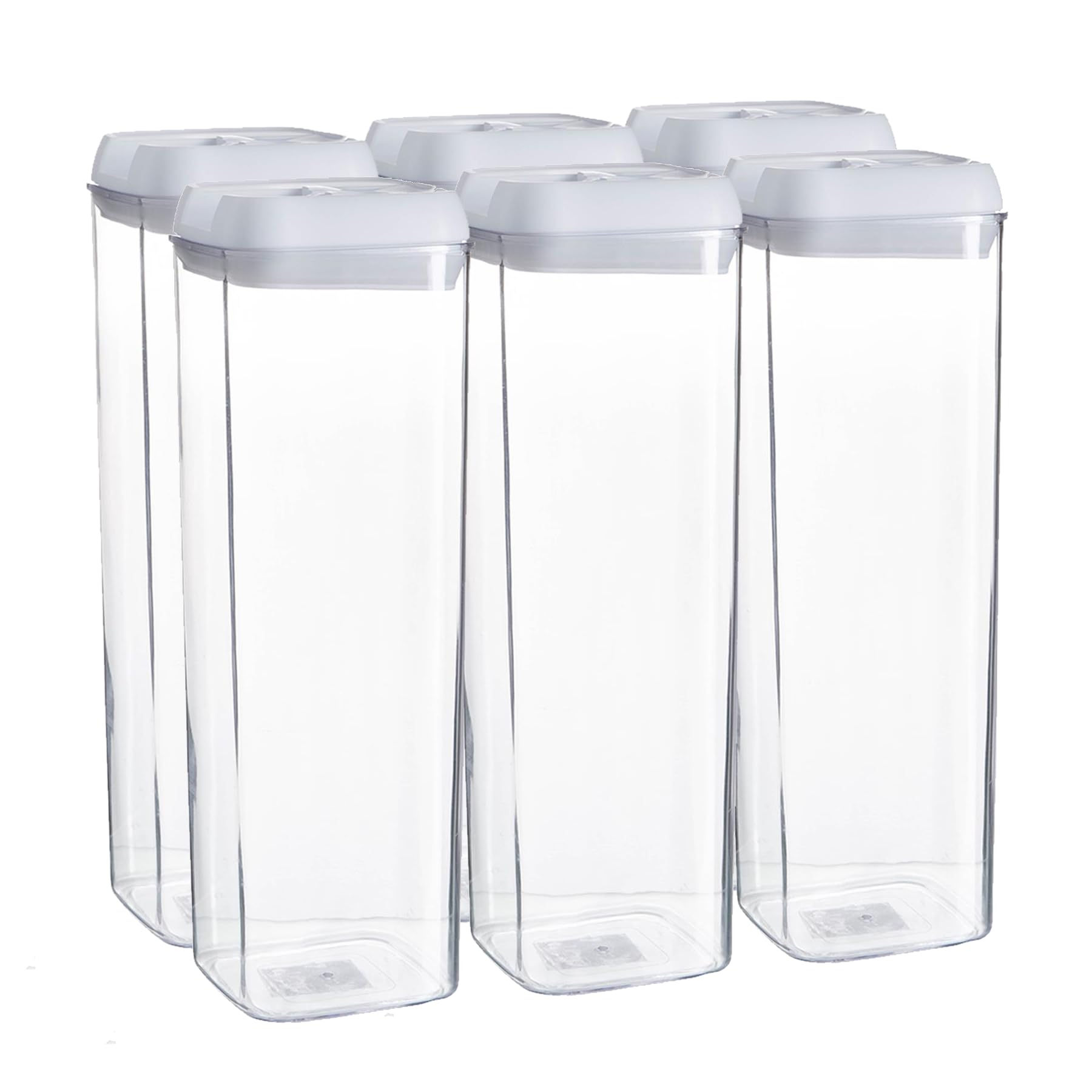 Argon Tableware White Argon Table Food Storage Containers With Airtight Flip Lock Lids - 1900Ml - 6 Pack - Plastic Kitchen Storage Tupperware Pantry Food Organiser For Cereal, Oats, Sugar, Coffee, Biscuits, Tea