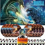 King of The Monsters Party Supplies for Birthday Decorations Plates Banner Kids Cake Toppers Set Decorations Decor