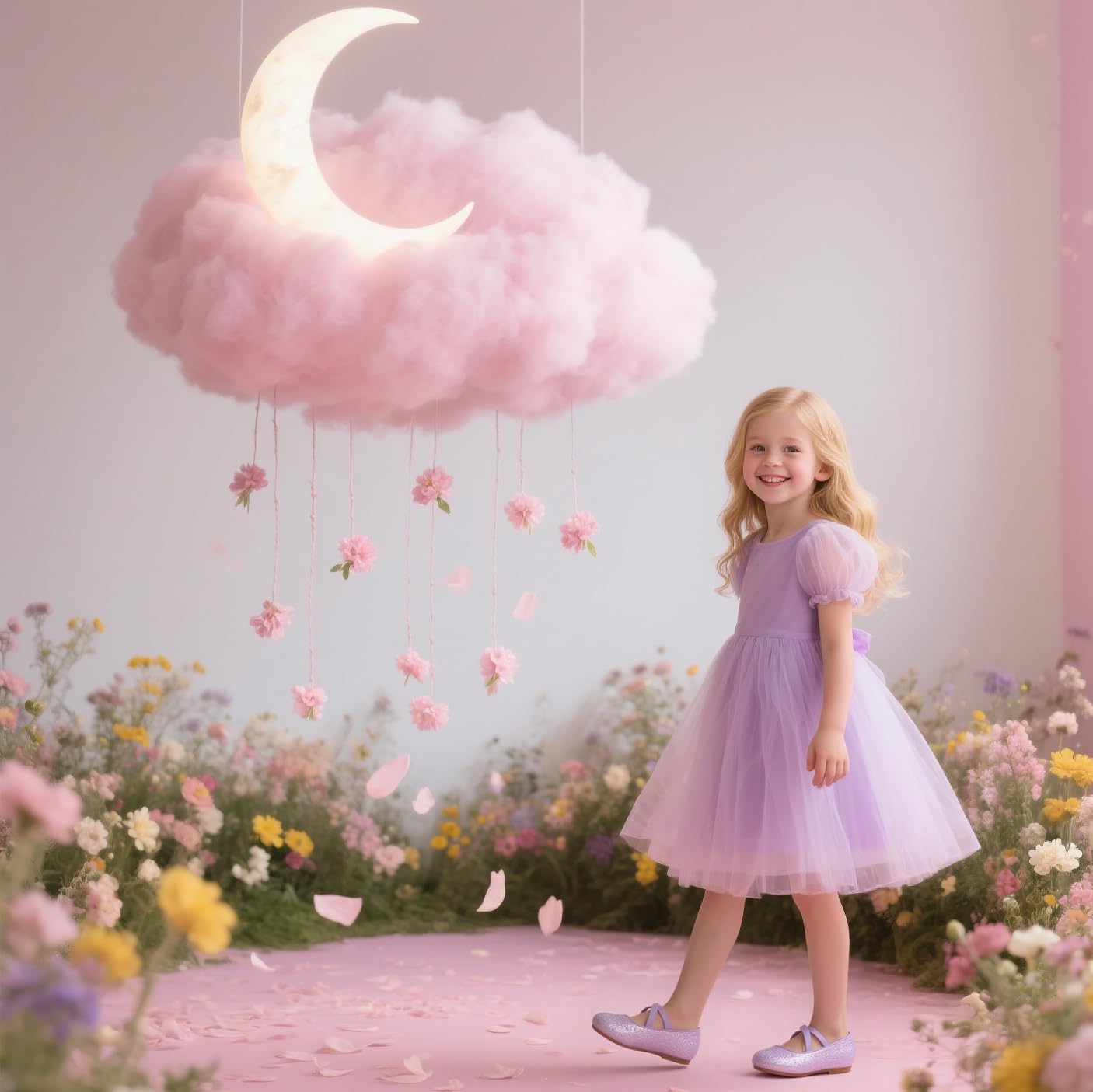 Otter MOMO Toddler/Little Girls Flower Girl Ballerina Flats Light Purple Shoes Size 3 School Party Glitter Dress Shoes