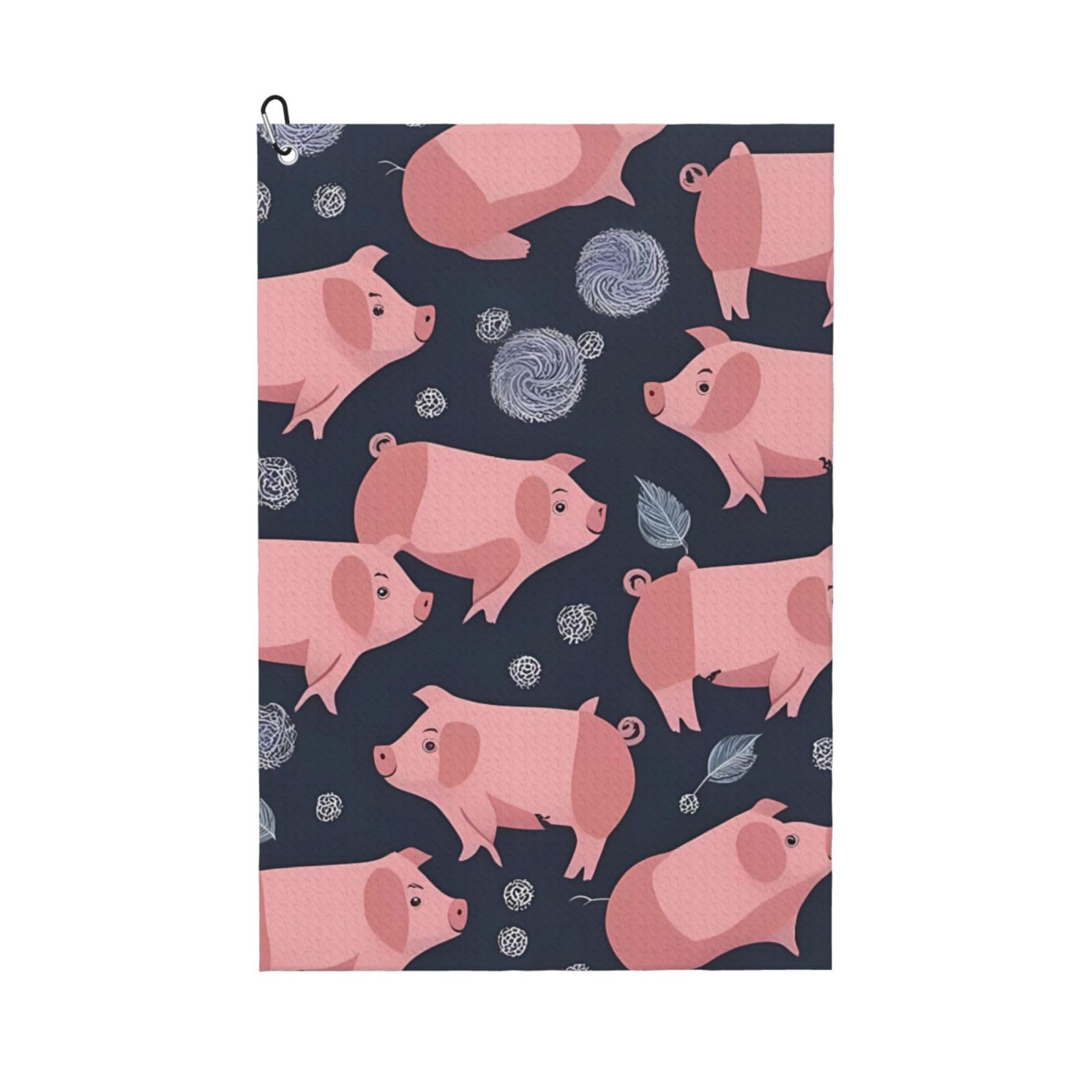 Hnnkloy Cute Pigs, 16x24 in Portable Waffle Golf Towels with Carabiner Clip for Golf Bag