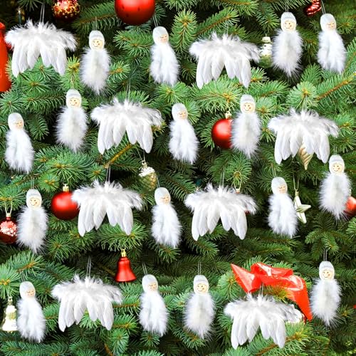 16 Stück Weihnachtsbaum Deko Weiß Engel, Christbaumschmuck Weiß,...