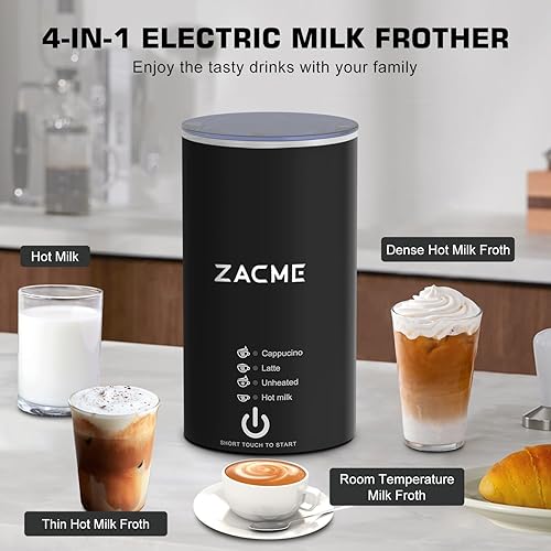Miniatura 5 de ZACME Cafetera de una sola porción 4 en 1 con espumador de leche y molinillo, cafetera pequeña para taza K y molido, tanque de agua de 28 onzas,