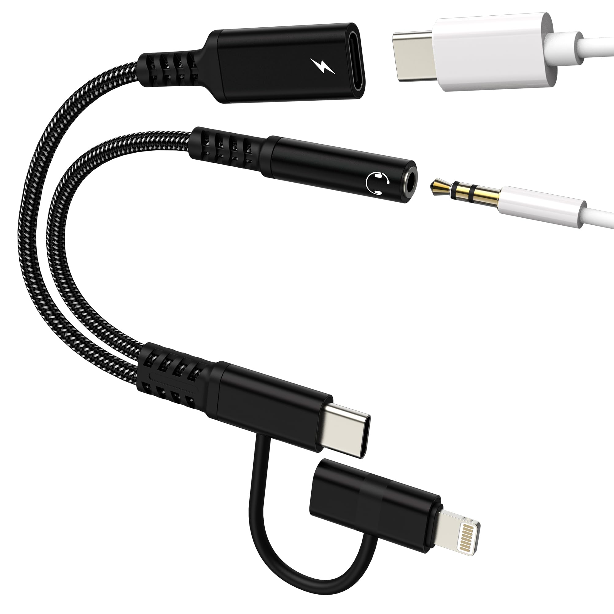 Amazon.com: lightning USB C to Aux Adapter(2in2)for Iphone 17 16