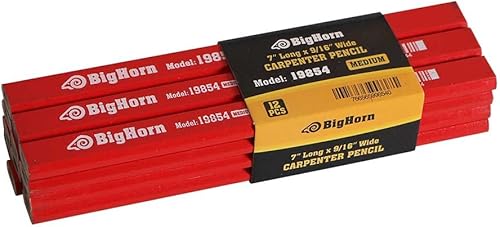 Miniatura 3 de Big Horn 19854 - Lápiz de carpintero de 7 pulgadas de largo x 916 pulgadas de ancho, paquete de 12 unidades