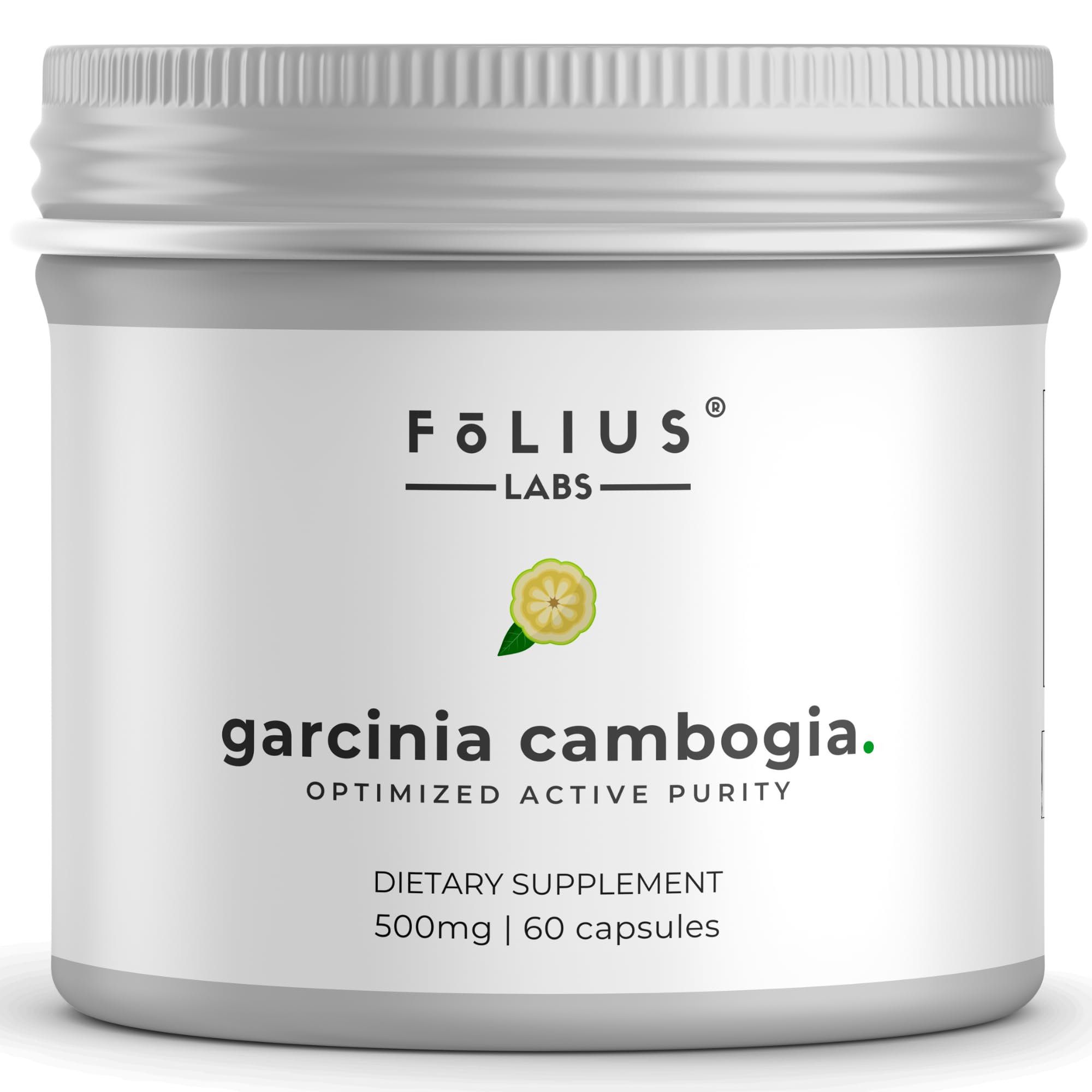 FOLIUS LABS Pure Garcinia Cambogia Extract Supplement 500mg- 100% Natural HCA Extract Concentrated to 60% - Supports Healthy Digestion and Metabolism - 60 Capsules